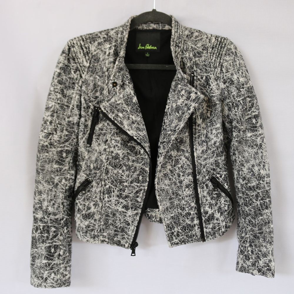 Sam Edelman bland and white moto jacket